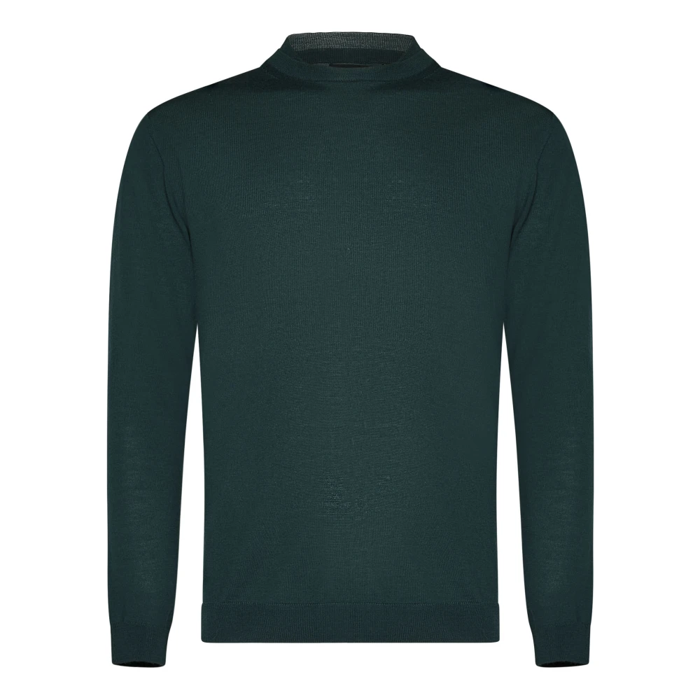 Low Brand Groene Merinowol Ronde Hals Sweater Green Heren