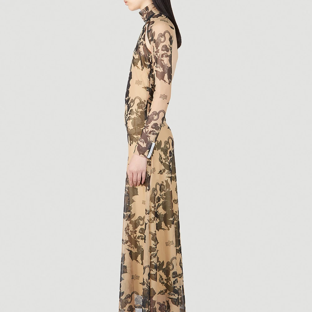 Rokh Maxi Jurk Beige Dames