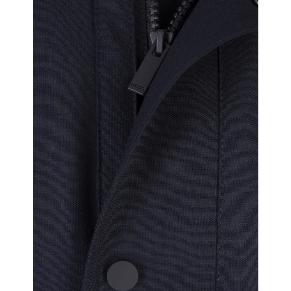 Hugo Boss Blauwe Waterdichte Wollen Jas Blue Heren