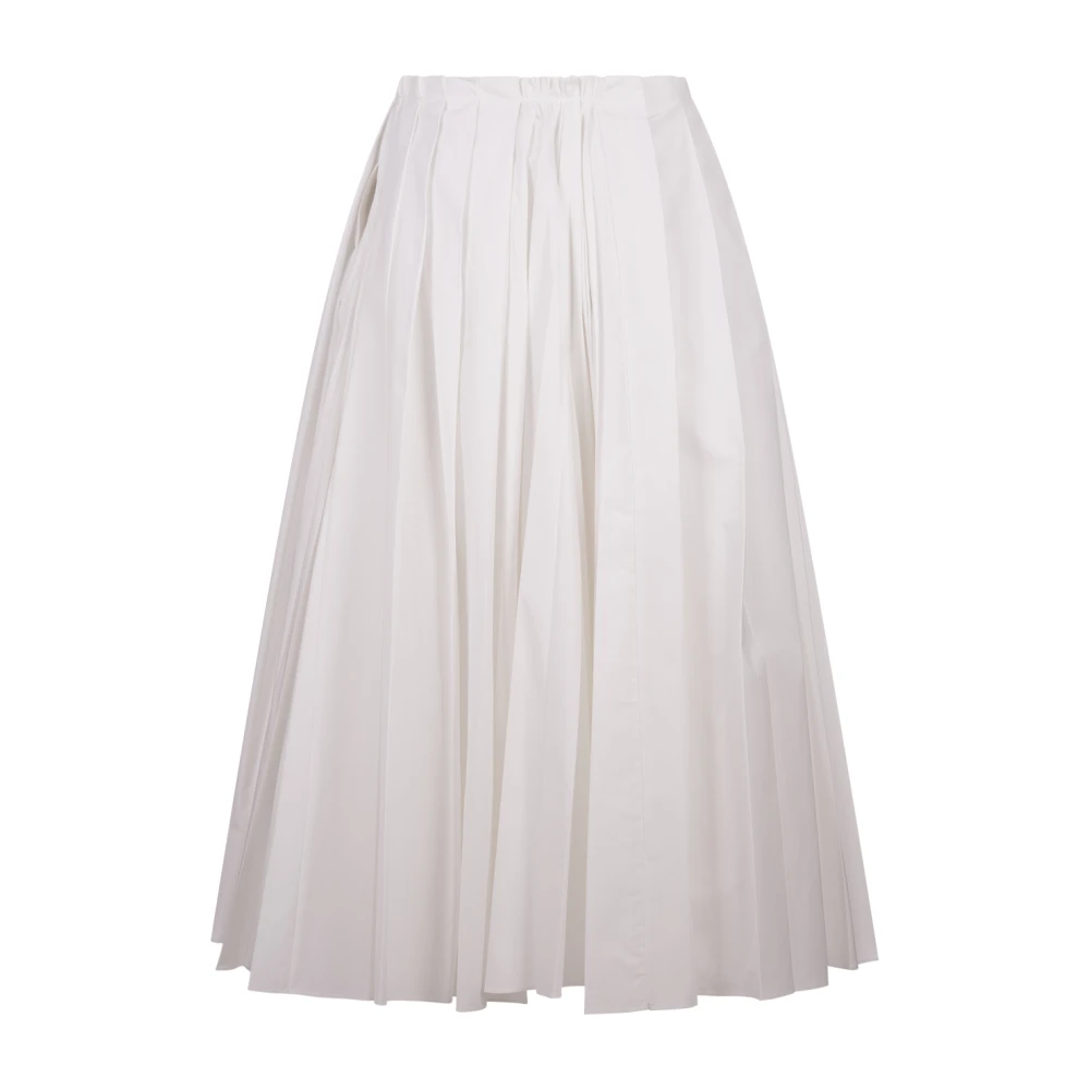 Jil Sander Witte Geplooide Midi Rok White Dames