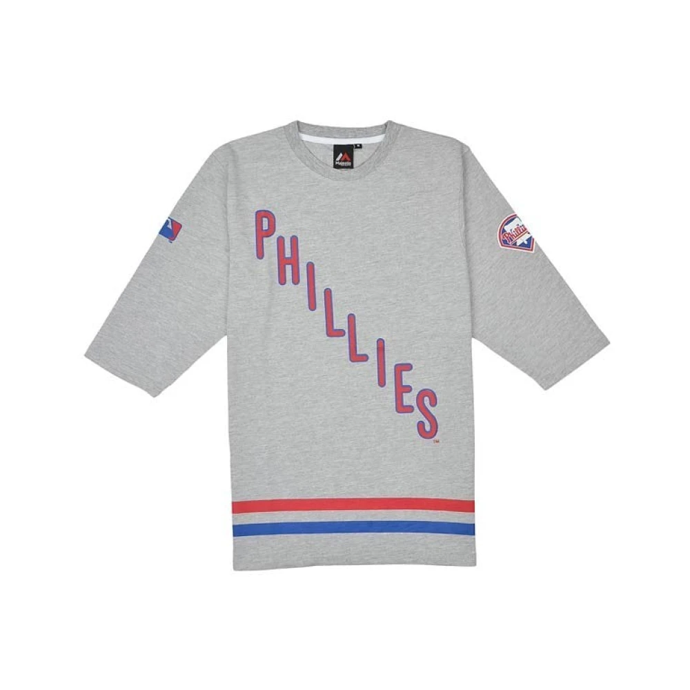Majestic filatures Philadelphia Phillies 3 4 Mouw T-shirt Gray Heren