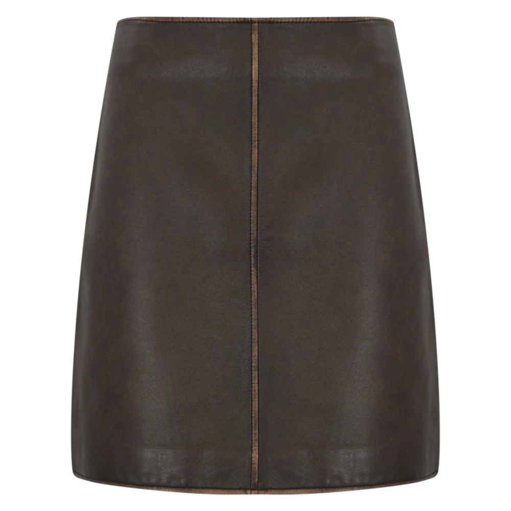 Max Mara Weekend Bruine Leren Minirok Brown Dames