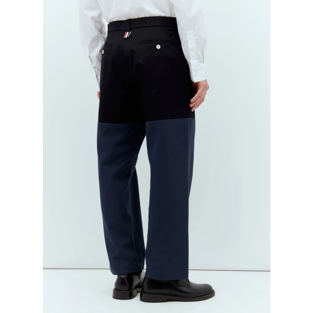 Thom Browne Katoenen Gabardine Combo Broek Blue Heren