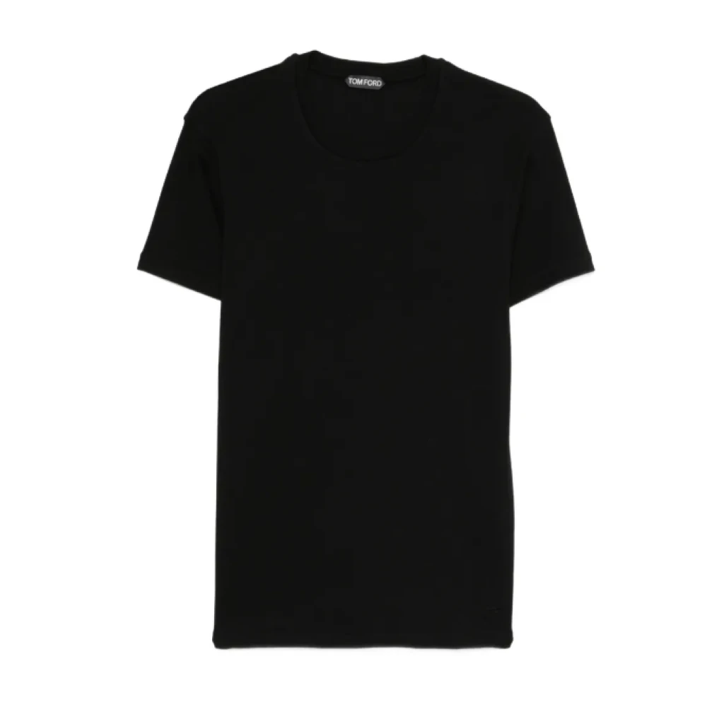 Tom Ford Men's Black Perforated Rib Ss Crew Neck T-Shirt