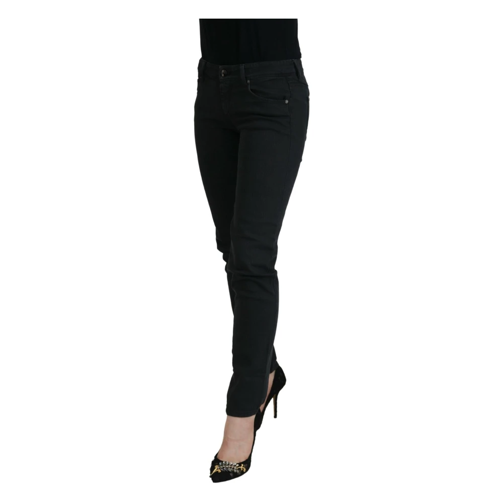 Ermanno Scervino Zwarte Skinny Jeans Lage Taille Black Dames