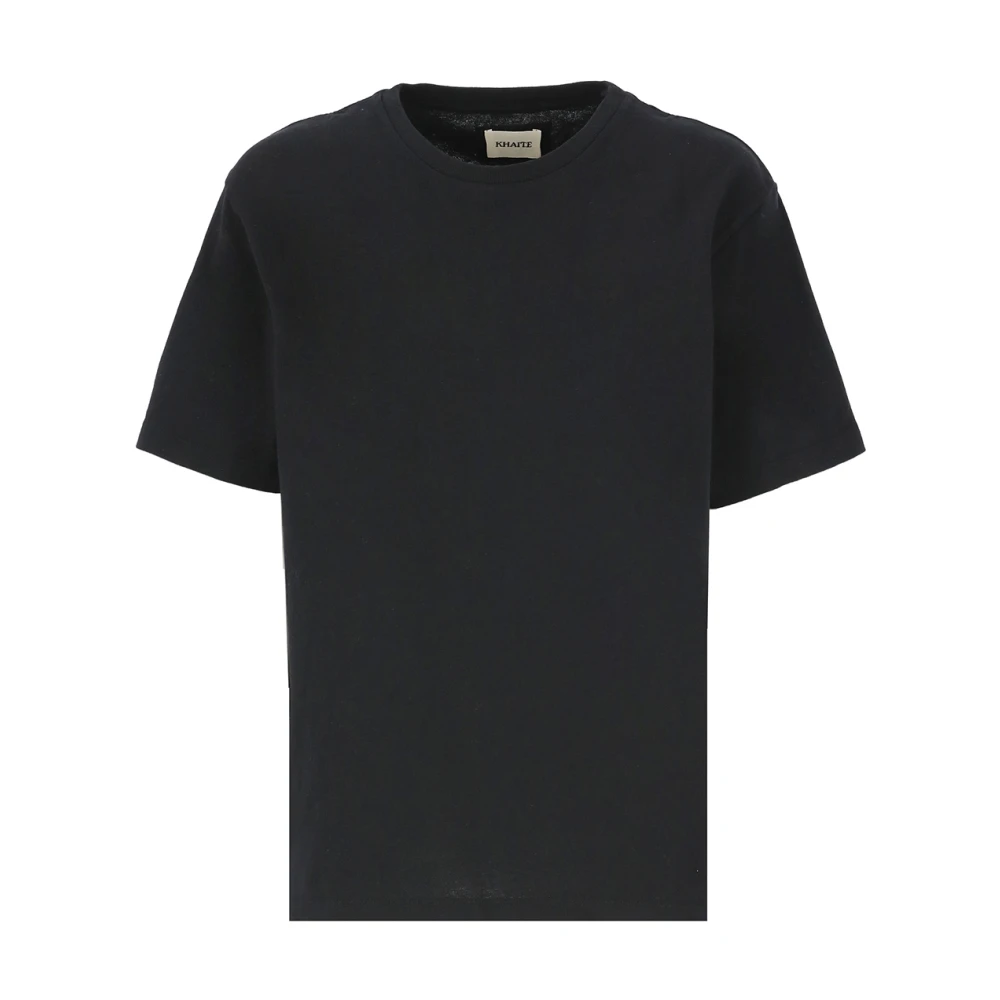Khaite Zwarte Katoenen T-shirt met Logo Patch Black Dames