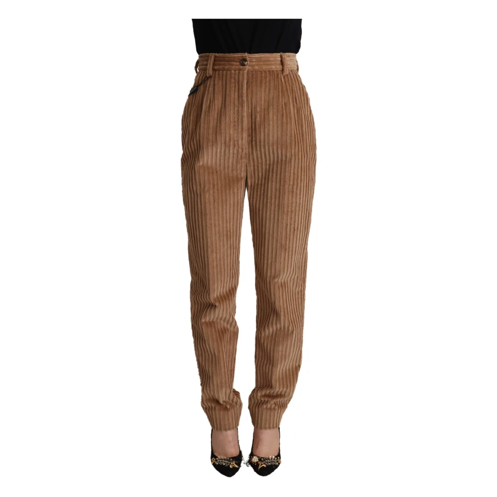 Dolce & Gabbana Women's Brown Elegant High-Waisted Tapered Corduroy Pants