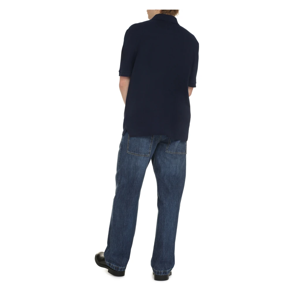 Bottega Veneta Katoenen Piqué Polo Shirt Blue Heren