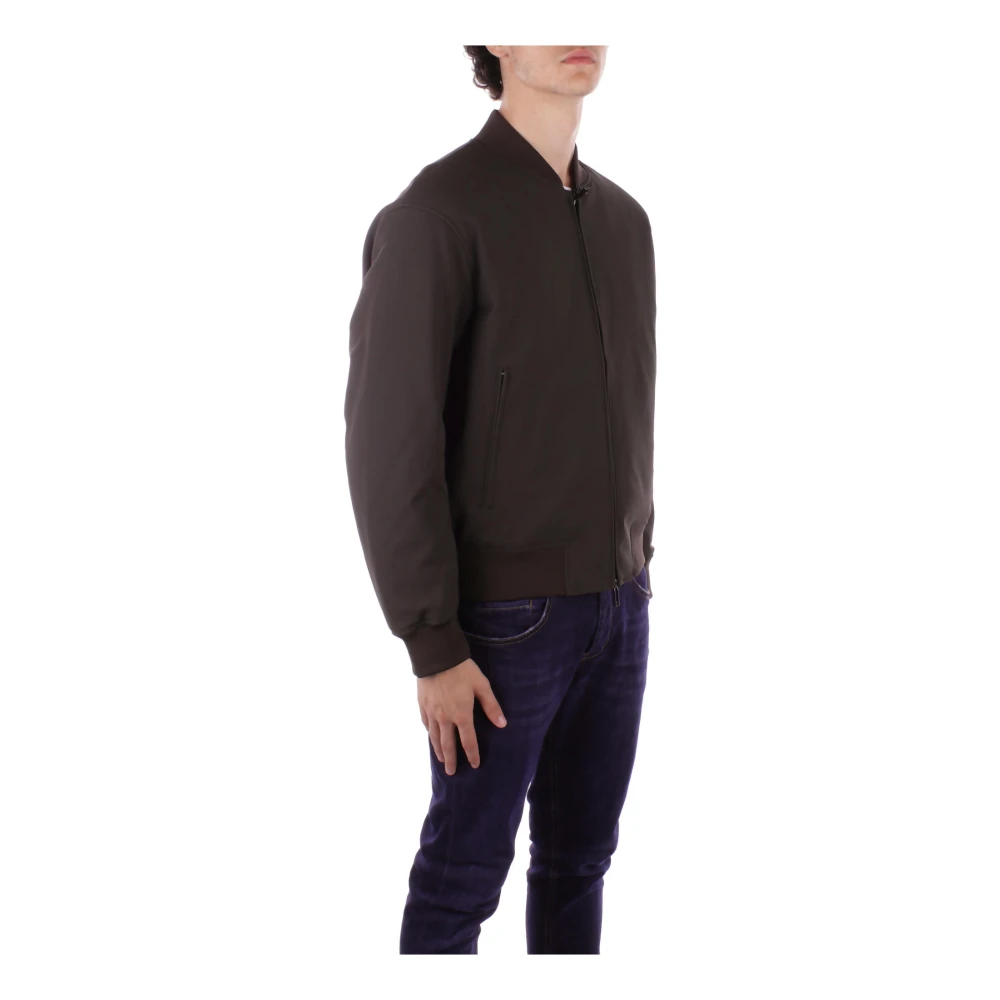 Emporio Armani Groene Jassen met Logo Rits Sluiting Green Heren