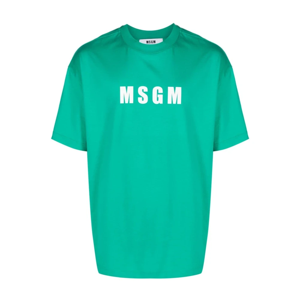 Msgm Mintgroen Logo T-Shirt Green Heren