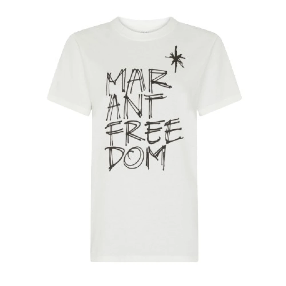 Isabel marant Gedrukt katoenen T-shirt in wit White Dames