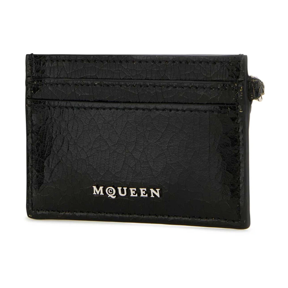 alexander mcqueen Stijlvolle Zwarte Leren Kaarthouder Black Heren