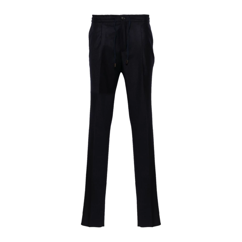 Incotex Navy Wol Pantalon Slim Fit Blue Heren