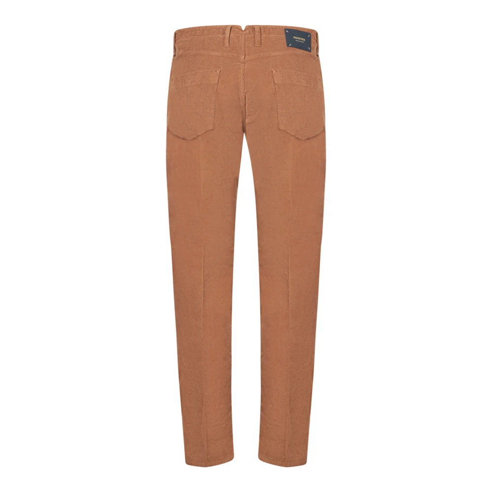 Incotex Bruine Fluwelen Maatwerk Broek Brown Heren