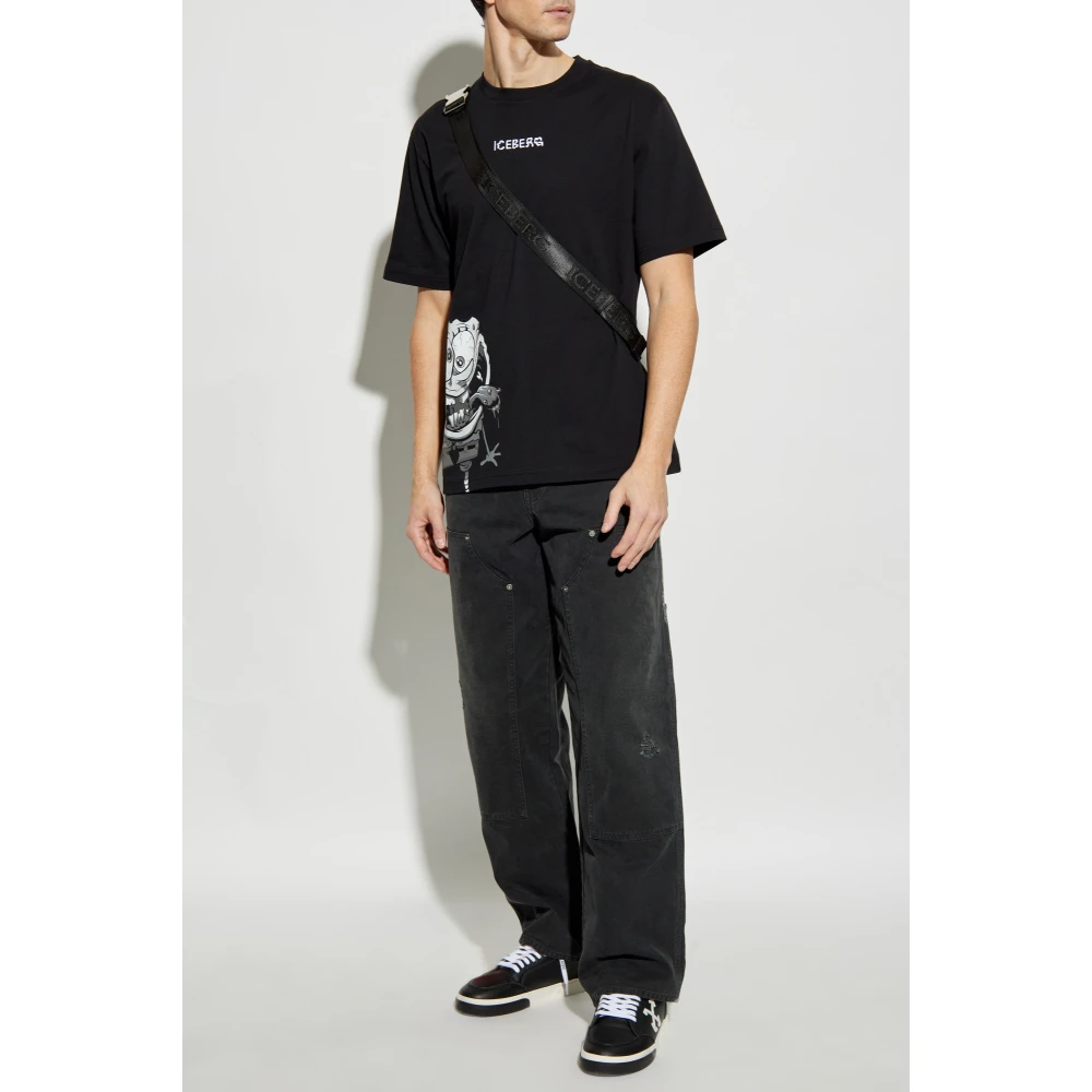 Iceberg Bedrukt T-shirt Black Heren