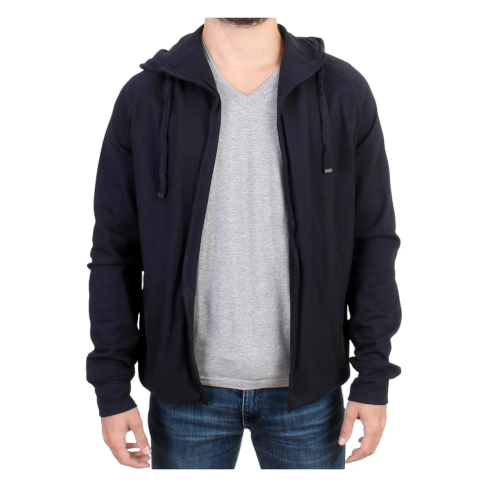 Costume National Men's Blue Zip-Throughs, M, Cotton Hoodie Elegant Style