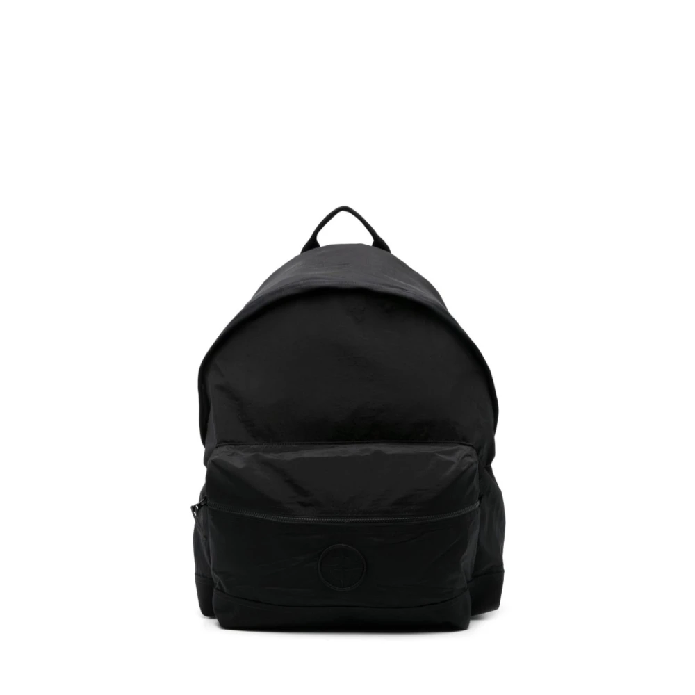 Stone Island Zwarte rugzak met geborduurd logo Black Heren