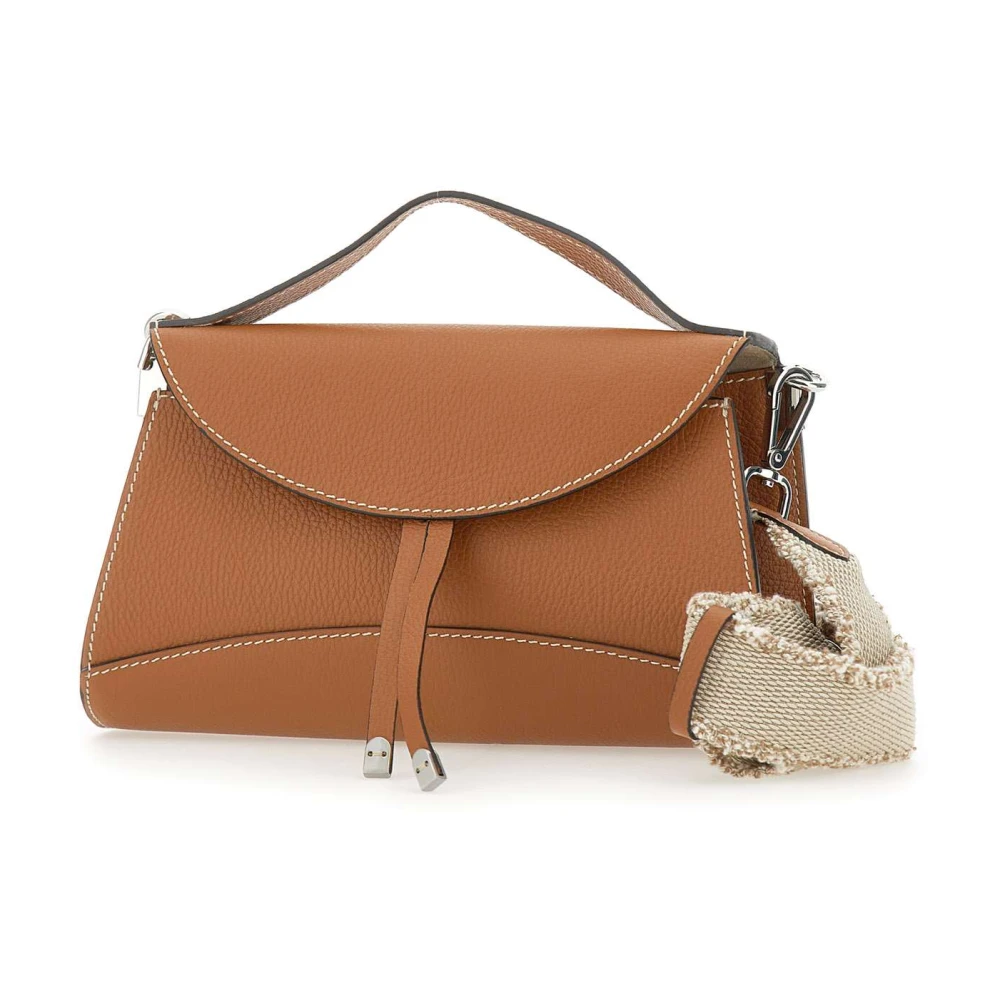 Gianni Chiarini Bruine leren handtas met klep sluiting Brown Dames
