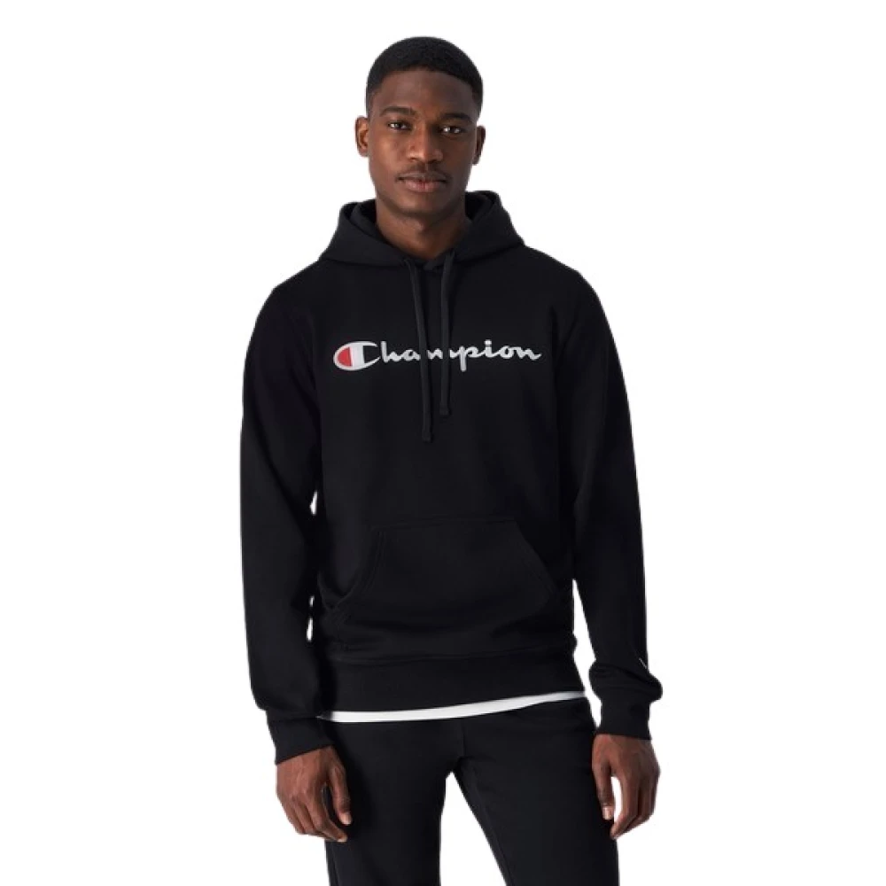 Champion Zwarte Geborduurde Logo Hoodie Black Heren
