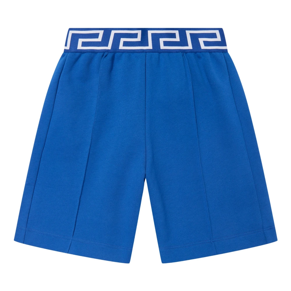 Versace Boys Blue Shorts, 6 Y, Embroidered Logo Shorts