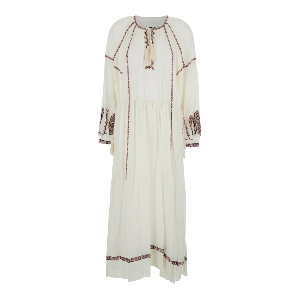Isabel Marant Étoile Witte Lange Jurk met Striknek White Dames