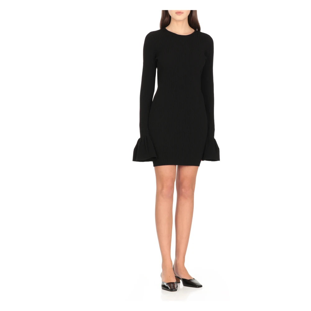 Rotate Birger Christensen Zwarte Viscose Jurk met Cut Out Black Dames
