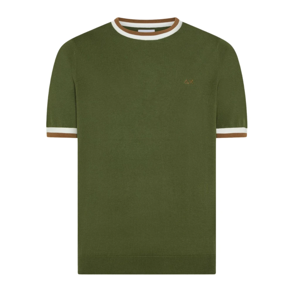 Sun68 Green T-Shirts, Male, 2XL, T-Shirt Jumper Stripes Details S/S
