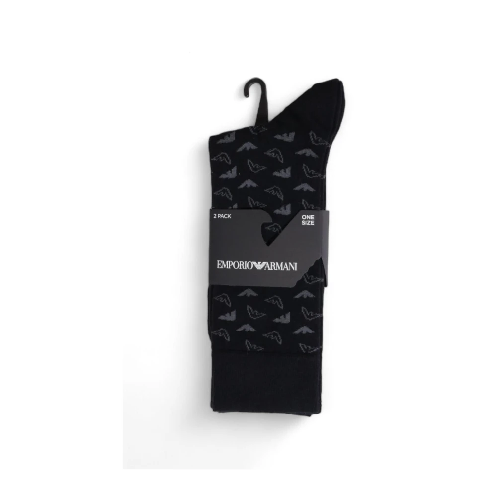 Emporio Armani Printpatroon Instap Katoenen Sokken Black Heren