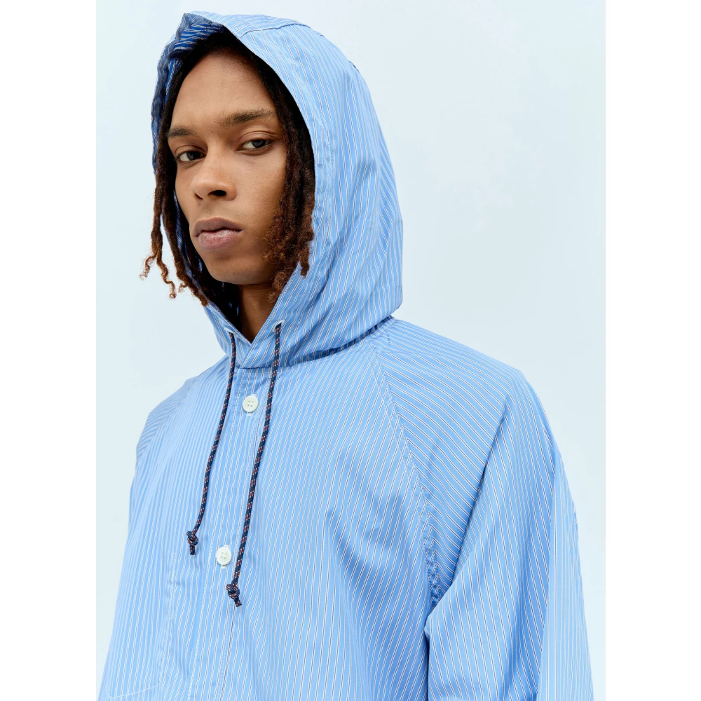 Comme des Garçons Gestreepte Katoenen Hoodie Jas Blue Heren