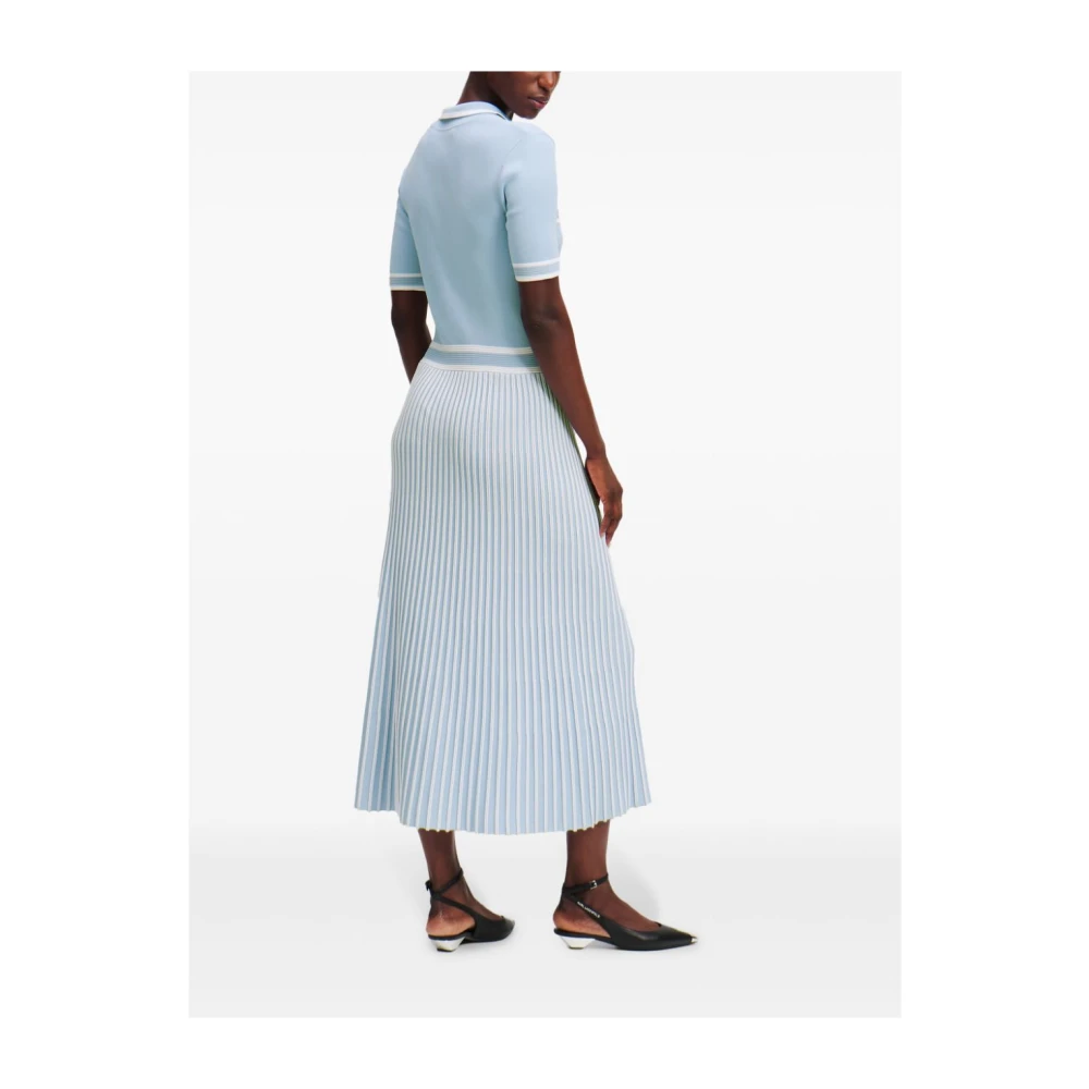 Karl Lagerfeld Blauw EN WIT Gebreide Jurk Blue Dames