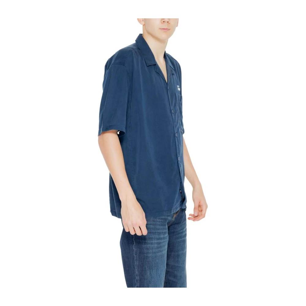 Tommy Jeans Korte Mouw Lyocell Shirt Blue Heren