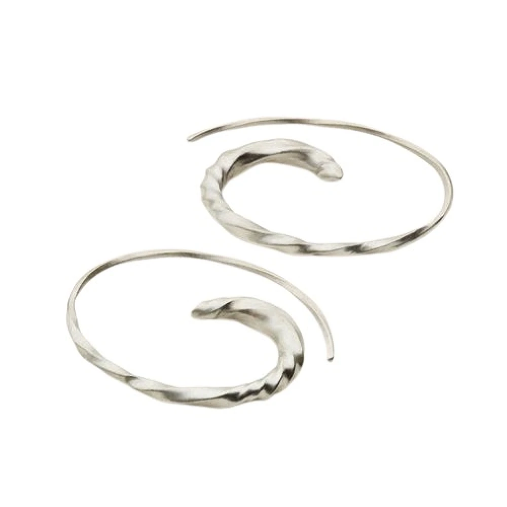 Marlene Juhl Jørgensen Silver Matt Asymmetrisk Flow Hoops Gray, Dam