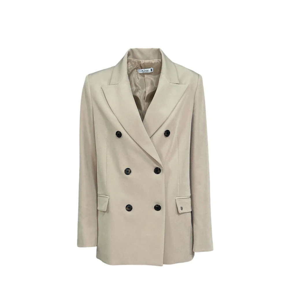 Please Dubbelborst Blazer Polyester Beige Dames