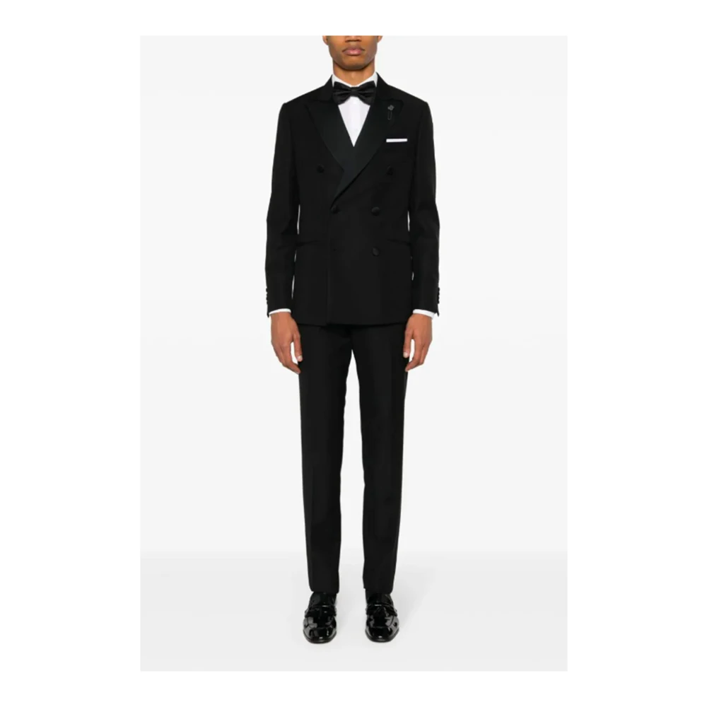 Lardini Zwarte double-breasted jurk met logospeld Black Heren
