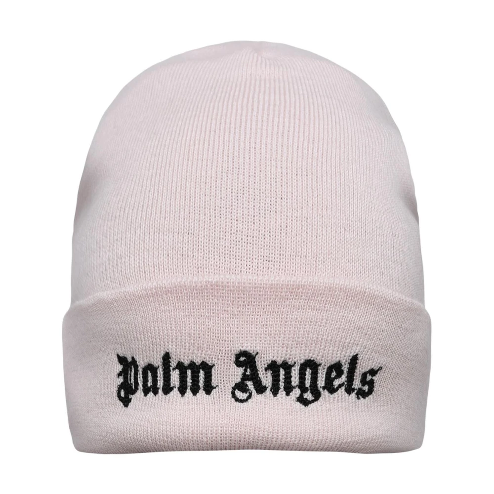 Palm Angels Rosa ullmössa med kontrastlogga brodyr Pink, Dam