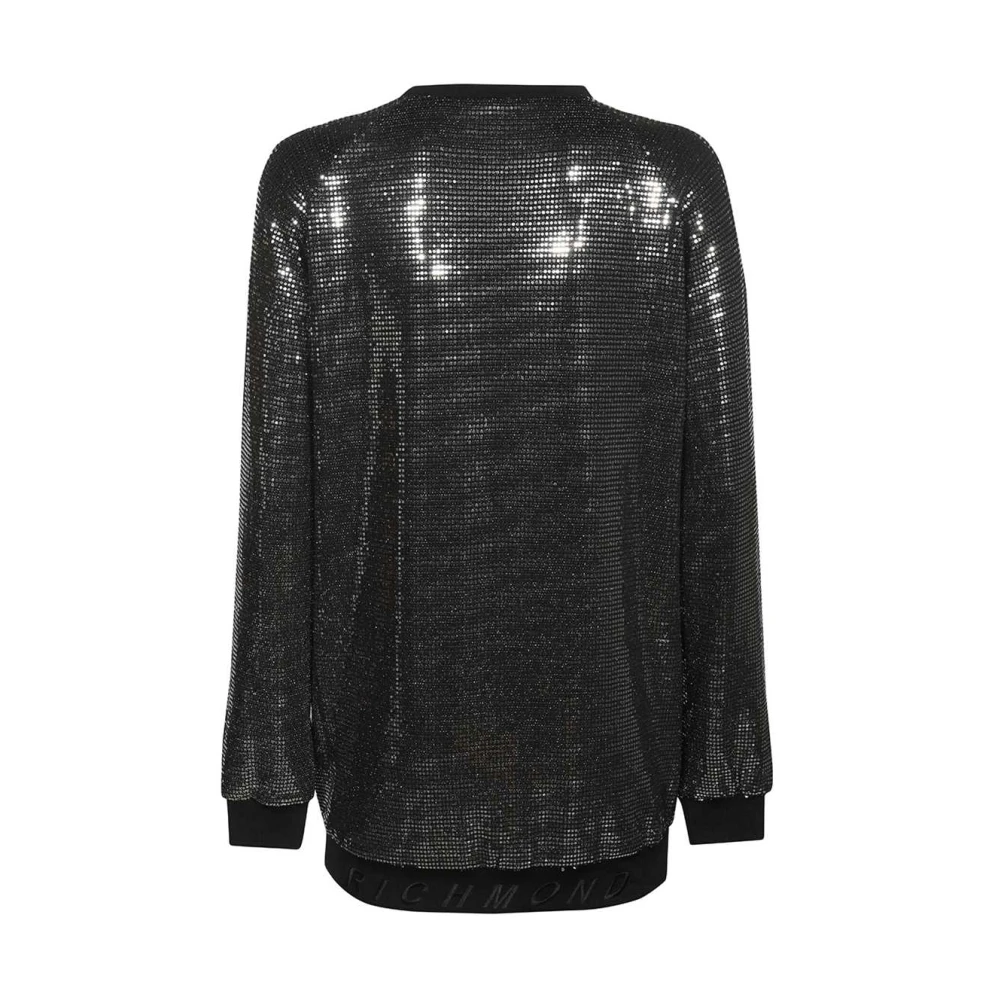 John Richmond Rhinestone Geborduurde Mini Jurk Black Dames
