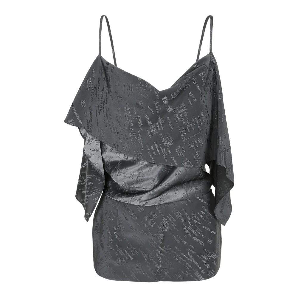 Mm6 Maison Margiela Vrouw Grijs Tops Dames, S, Rayon, Top Met Ruches En Open Rug