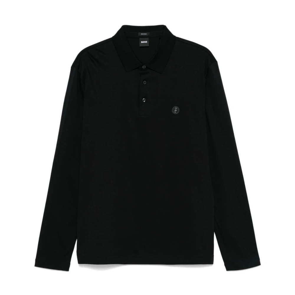 Hugo Boss Zwarte Logo Metalen Polo Shirt Black Heren