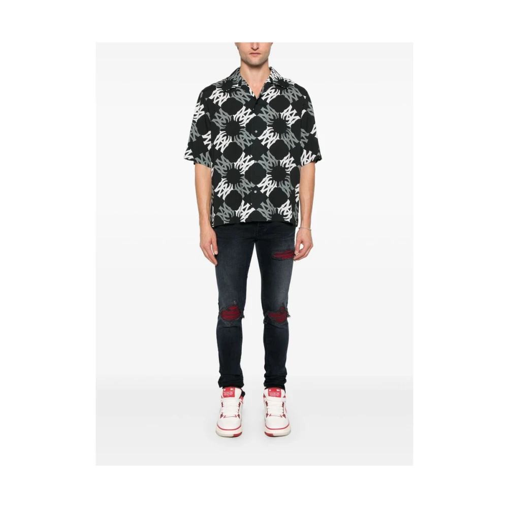 Amiri Camp Collar Korte Mouw Overhemd Black Heren