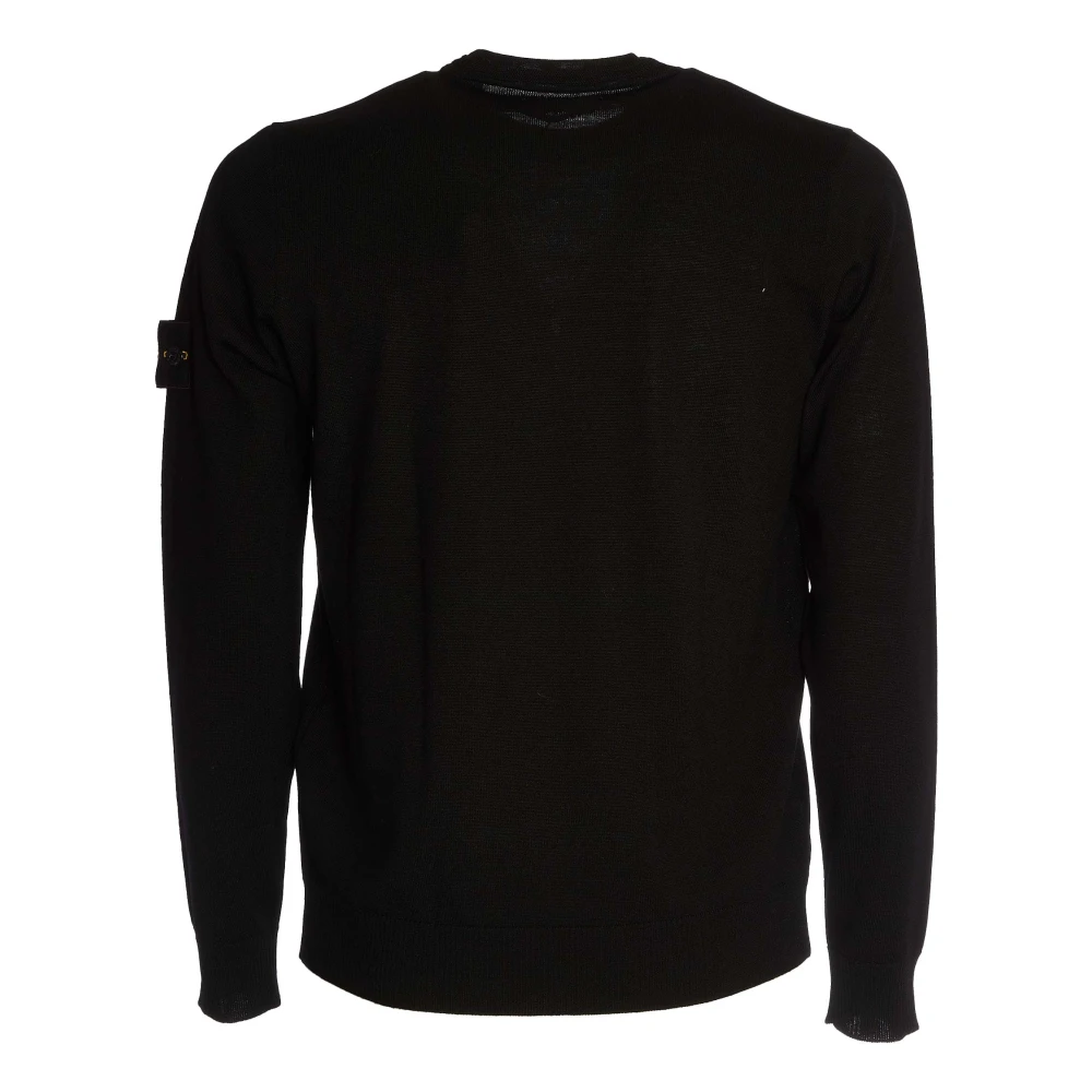 Stone Island Geribbelde Crew Neck Sweater Aw24 Black Heren