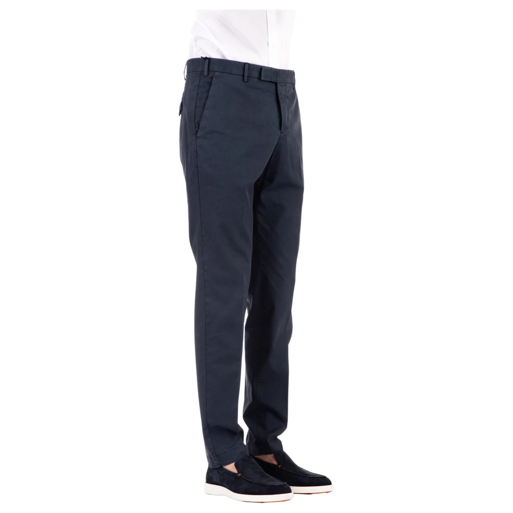 Pt Torino Men's Blue Twill Stretch Trousers
