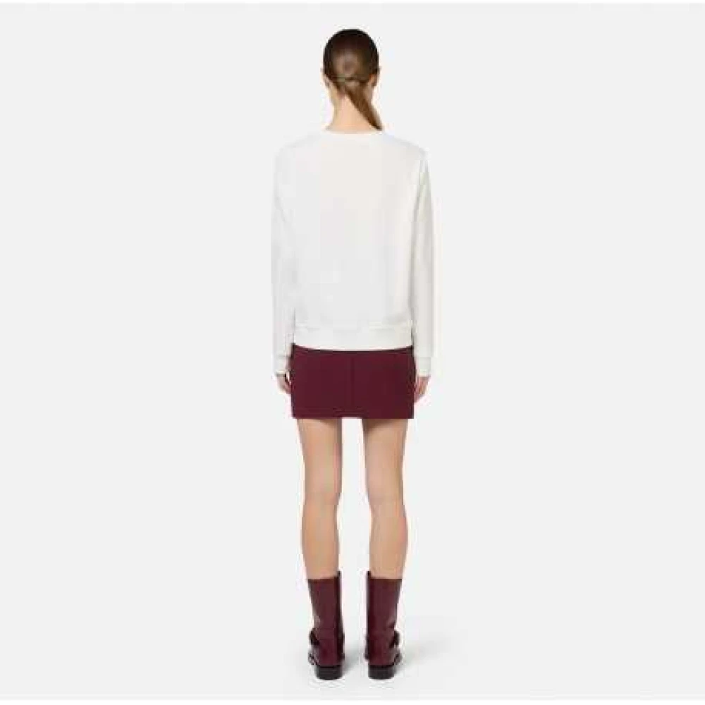 Elisabetta Franchi Ivoor Ronde Hals Sweatshirt Bordeaux Wapenschild White Dames