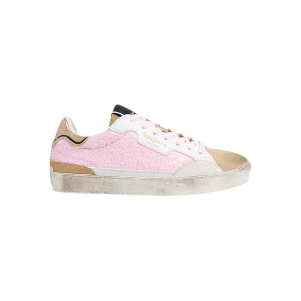 Pepe Jeans Girls Multicolor Rose Pink Trainers With Glitter Details - Kids Sneakers - 36 Eu - Kids