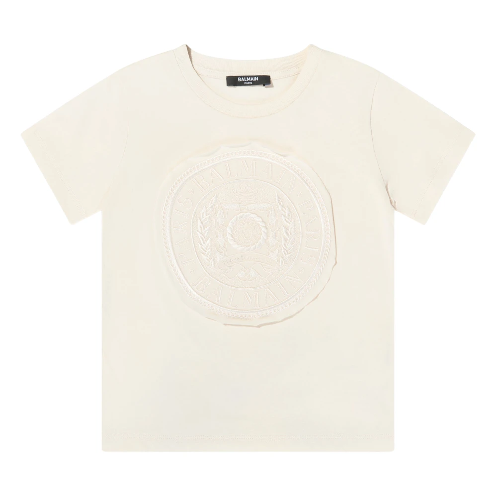 Balmain Men's Beige Logo T-Shirt