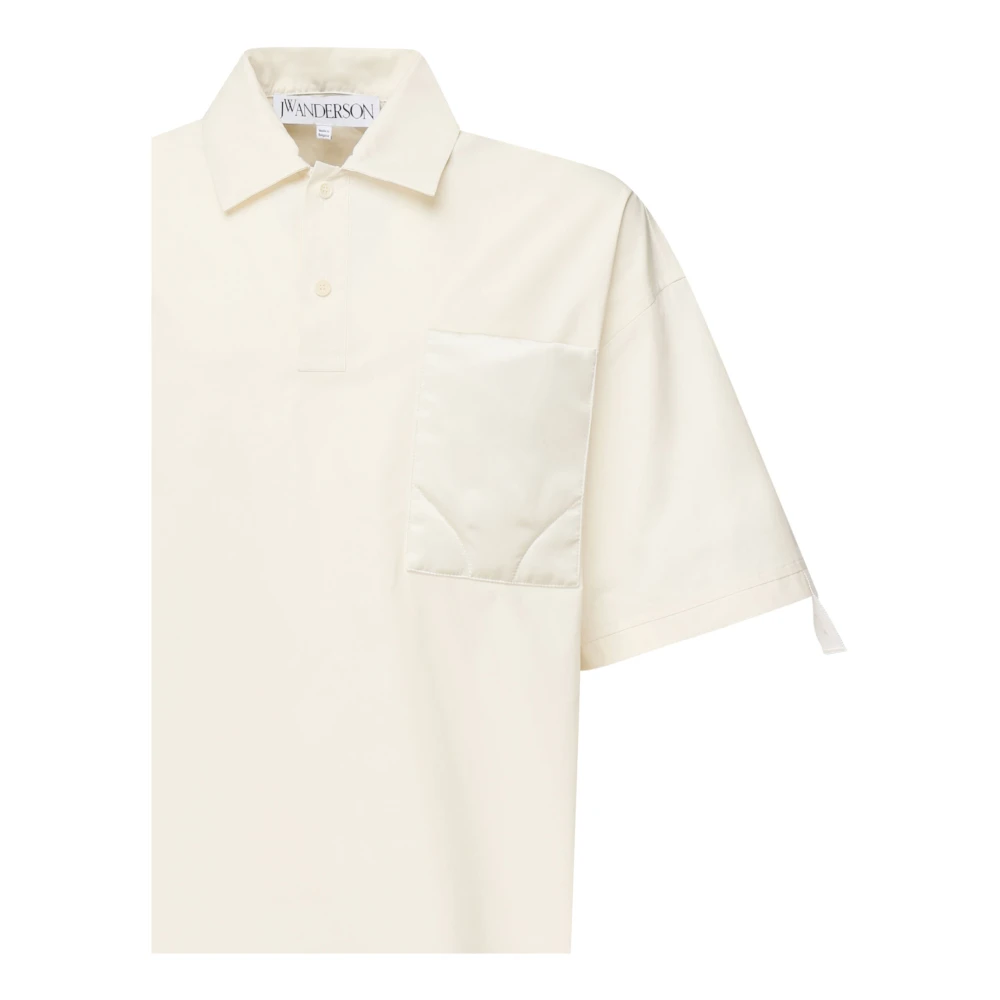 JW Anderson Polo Shirt met Gewatteerde Satijnen Zak White Heren