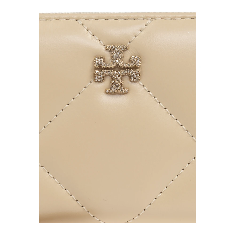 TORY BURCH Leren portemonnee Kira Beige Dames