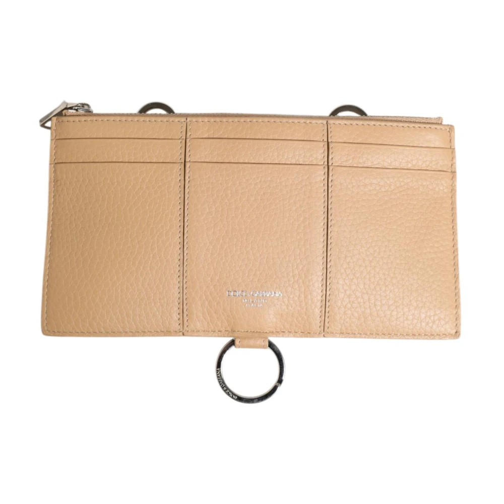 Dolce & Gabbana Mannelijk Beige Kalfsleer Grote Crossbody Kaarthouder Portemonnee
