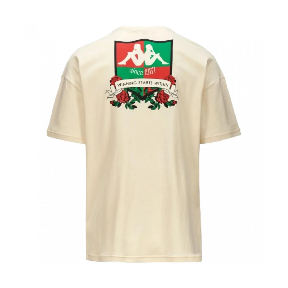 Kappa Katoenen T-shirt met Geborduurde Grafische Beige Heren