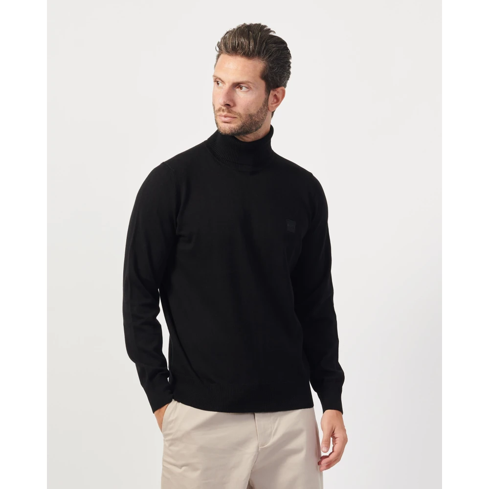 Hugo Boss Zwarte Coltrui Kasjmiermix Black Heren