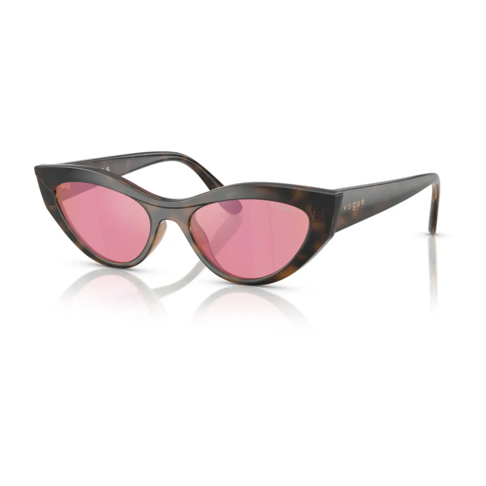 Vogue Unisex Pink Cat-Eye Sunglasses In Havana With Mirrored Lenses